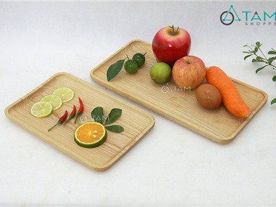 Khay gỗ chữ nhật đựng đồ ăn trang trí số 21